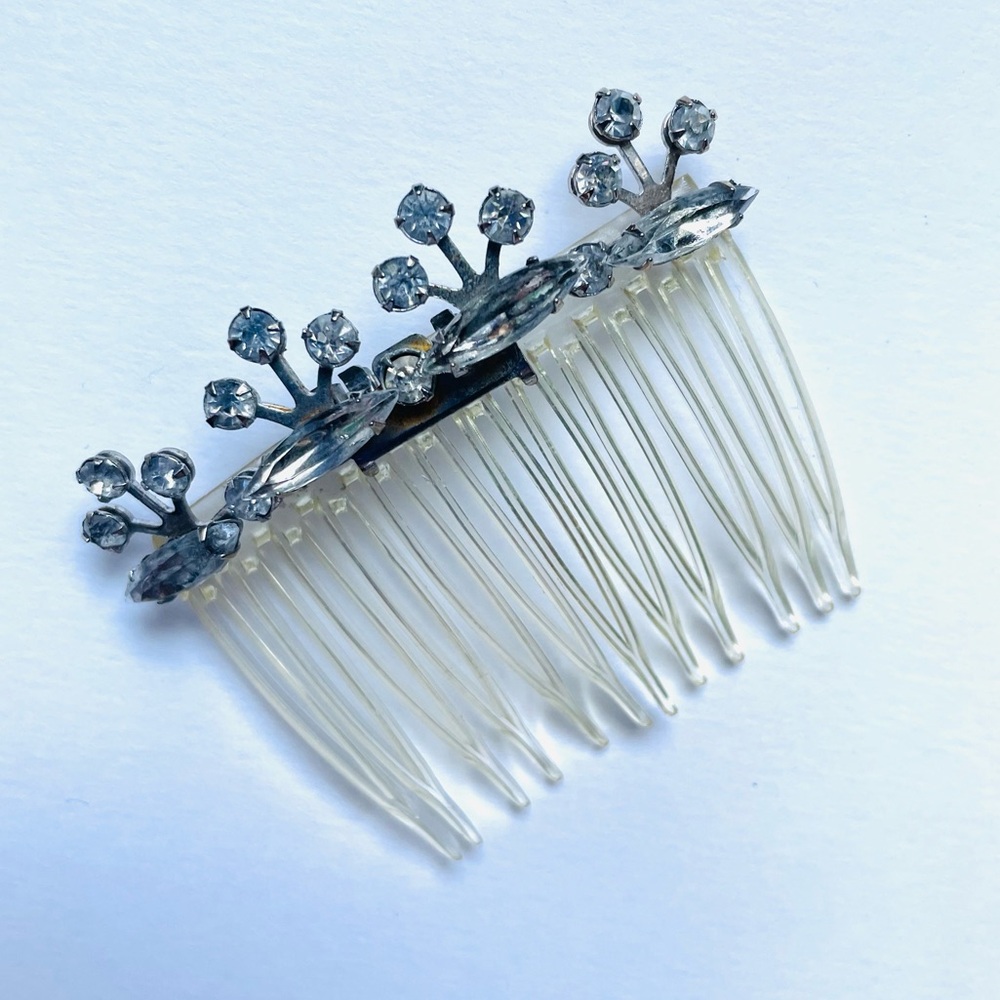 Vintage Silver Rhinestone Hair Comb / Hair Accessory